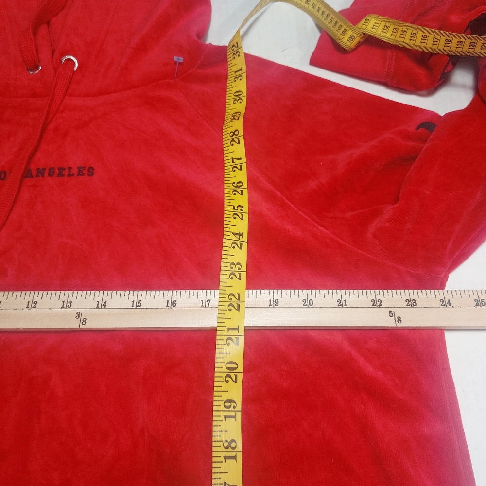 Juicy Couture Oversized Red Hoodie Sweatshirt Size Large - Picture 13 of 16